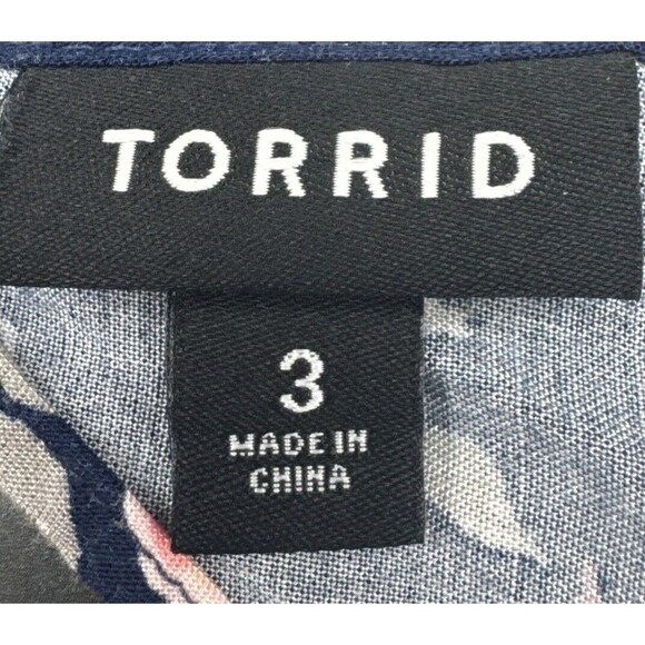 Torrid Women’s NAVY BLUE PINK Floral Cap Sleeve Flowy Dress Plus Sz 3X - Picture 8 of 11